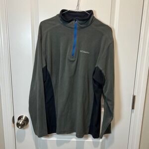 Columbia Fleece Quarter Zip Pullover Gray Black Mens Size L Warm Outdoor
